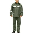 thumbnail image 1 of HOOMEUMY Men's Waterproof Raincoat Suit with Hood Rain Jacket Pants Set Work Rain Gear Reflective Stripe Lightweight Rainwear Outdoor Sports Hiking Camping Fishing Green XXL, 1 of 2