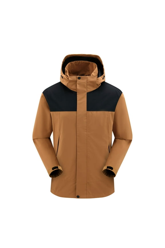 Men's Waterproof Windproof Jacket Hooded Outdoor Hiking Rain Coat Lightweight Breathable Sport Jacket Yellow XXXXXL