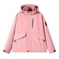 thumbnail image 1 of HOOMEUMY Men's Waterproof Windproof Jacket Lightweight Hooded Raincoat Outdoor Zipper Up Casual Mountaineering Coat Pink L, 1 of 4