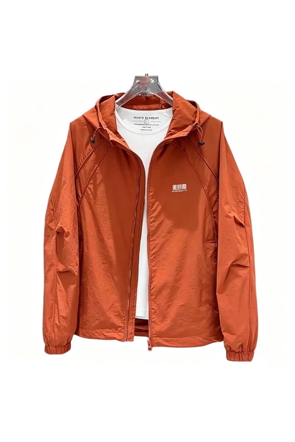 Men's Windbreaker Jacket Hoodie Packable Light with Pockets Hiking Running