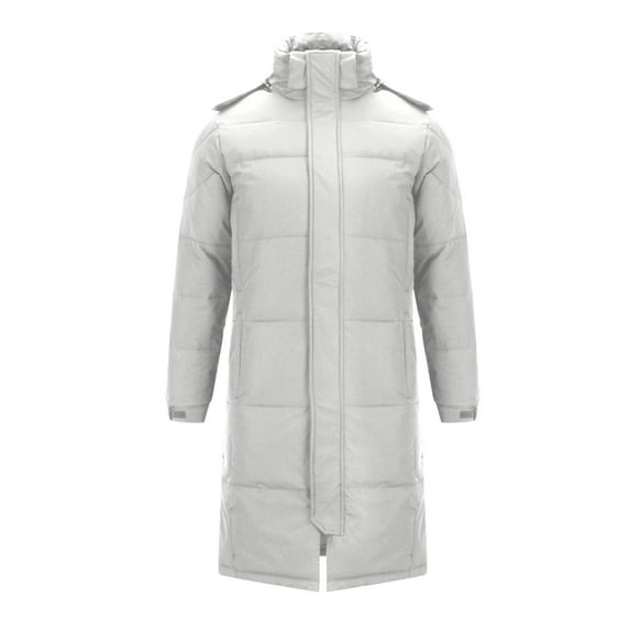 HOOMEUMY Men's Winter Cotton Jacket Thick Warm Classic Solid Long Sleeve Hooded Padded Coat Outerwear White XXXXXL
