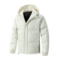 thumbnail image 1 of HOOMEUMY Men's Winter Cotton Jacket Warm Thick Hooded Outdoor Down Jacket Cold Weather Thickened Windproof Warm Lightweight Zipper Beige XXL, 1 of 3
