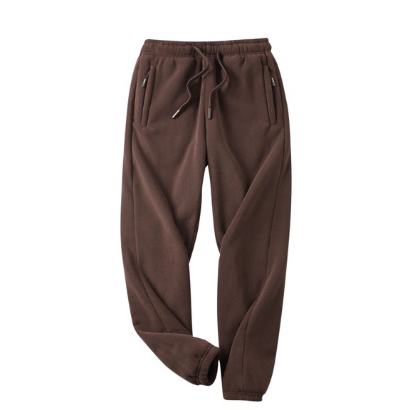 HOOMEUMY Men's Winter Fleece Pants Elastic Waist Drawstring Fleece Lined Sweatpants Casual Running Jogger Pants (Coffee,S)