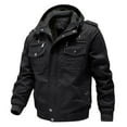 thumbnail image 1 of HOOMEUMY Men's Winter Jacket Fleece Lined Warm Hooded Cotton Military Jacket Outdoor Bomber Coat Thick Jacket Black XXXXXXL, 1 of 3