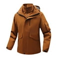thumbnail image 1 of HOOMEUMY Men's Winter Jacket Fleece Lined Waterproof Windproof Hooded Outdoor Coat Warm Thick Snow Ski Jacket Brown M, 1 of 9