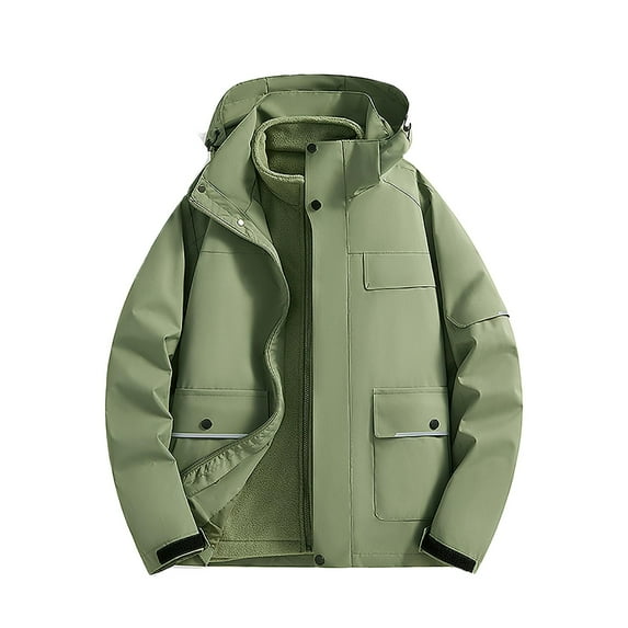 HOOMEUMY Men's Winter Jacket Warm Fleece Lined Thicken Outdoor Waterproof Windproof Hooded Coat Snow Jacket Green XXXXXXXL