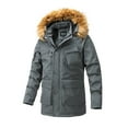thumbnail image 1 of HOOMEUMY Men's Winter Parka Jacket Faux Fur Hood Warm Thick Thicken Fleece Lined Waterproof Windproof Outdoor Snow Coat Thick Warm Jacket Gray XXXXL, 1 of 9