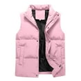 thumbnail image 1 of HOOMEUMY Men's Winter Puffer Vest Warm Sleeveless Jacket Stand Collar Zipper Pockets Outdoor Thicken Down Vest Pink XL, 1 of 7