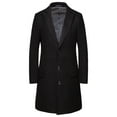 thumbnail image 1 of HOOMEUMY Men's Wool Blend Overcoat Long Trench Coat Winter Warm Turndown Collar Jacket Business Outerwear with Pockets Black XXXXL, 1 of 1