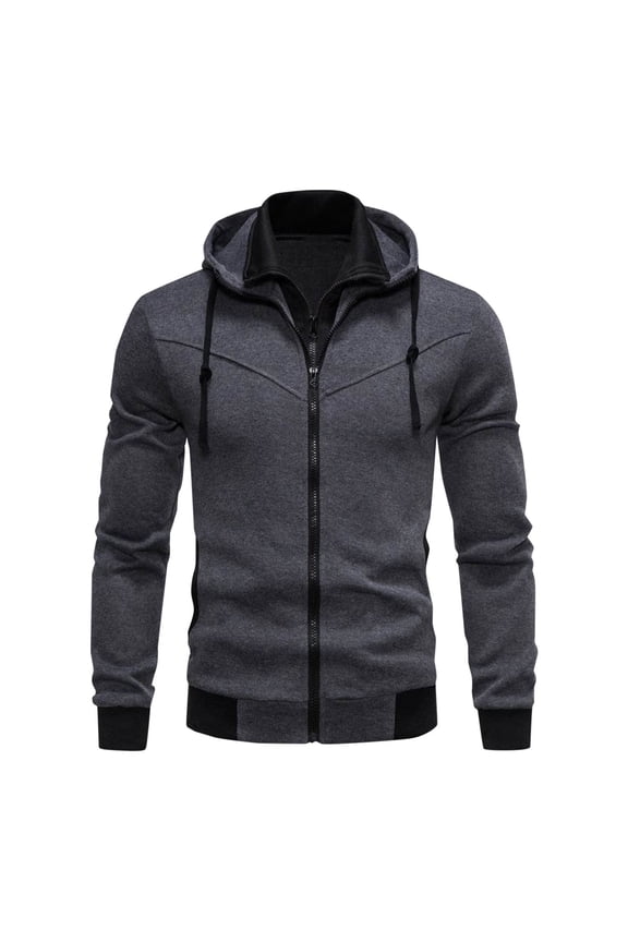 Men's Zipper Hoodie Sweatshirt Long Sleeve Hooded Jacket Warm Fleece Lined Sportwear Outdoor Winter Fall Thickllover Dark Gray XL