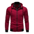 thumbnail image 1 of HOOMEUMY Men's Zipper Hoodie Sweatshirt Long Sleeve Hooded Jacket Warm Fleece Lined Sportwear Outdoor Winter Fall Thickllover Red XL, 1 of 8
