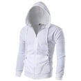 thumbnail image 1 of HOOMEUMY Men's Zipper Hoodie Sweatshirt Long Sleeve Pullover Warm Fleece Jacket Solid Color Winter Outerwear Top White XXXL, 1 of 6