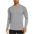thumbnail image 1 of HOOMEUMY Mens Athletic Blouse Sunburn Protection Design Casual Pullover Long Sleeve Shirts Fashion 2025 Trendy Classic Solid Blouse Crew Neck Tops Gray S, 1 of 3