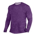 thumbnail image 1 of HOOMEUMY Mens Athletic Blouses Casual Basic Long Sleeve Shirts Fashion 2025 Trendy Classic Solid Blouse Crew Neck Tops Slim fit Design Purple XXXXL, 1 of 3