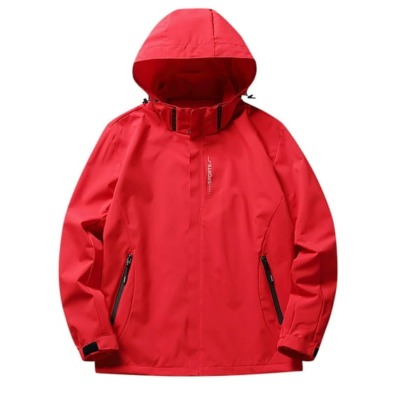 HOOMEUMY Mens Athletic Jacket Crew Neck Jacket Windproof Design Casual Workout Long Sleeve Clothes Fashion 2025 Trendy Classic Solid Coat Red XXL