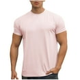 thumbnail image 1 of HOOMEUMY Mens Athletic Shirts Crew Neck Sports Fitness shirt Comfy Lightweight Shirts Summer Short Sleeve Shirt Casual Solid Color Fashion (Pink,M), 1 of 4