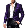 thumbnail image 1 of HOOMEUMY Mens Blazers Fashion Mens Tuxedo Blazer Jackets One Button Lapel Suits for Dinner,Prom,Wedding (Purple,M）, 1 of 6