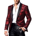 thumbnail image 1 of HOOMEUMY Mens Blazers Fashion Mens Tuxedo Blazer Jackets One Button Lapel Suits for Dinner,Prom,Wedding (Red,XL）, 1 of 5