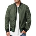 thumbnail image 1 of HOOMEUMY Mens Bomber Jacket Casual Workout Long Sleeve Clothes Fashion 2025 Trendy Classic Solid Coat Stand Collar Jacket Lightweight Design Green M, 1 of 6