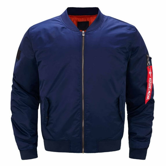 HOOMEUMY Mens Bomber Jacket Fashion 2025 Trendy Classic Solid Coat Stand Collar Jacket Padded Design Casual Workout Long Sleeve Clothes Blue XXXL