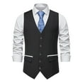 thumbnail image 1 of HOOMEUMY Mens Business Suit Vest Classic Solid Coat V-Neck Design Slim Fit Single Breasted Wedding Business Work Party Vest Casual Workout Sleeveless Clothes Fashion 2025 Trendy Black XXL, 1 of 3