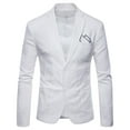 thumbnail image 1 of HOOMEUMY Mens Button-Up Performance Jackets Slim Fit Design Casual Workout Long Sleeve Clothes Fashion 2025 Trendy Classic Solid Coat Turndown Collar Jacket White L, 1 of 3
