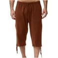 thumbnail image 1 of HOOMEUMY Mens Capris 2025 Trendy Pocketed Trousers Elastic Waist Pants Drawstring Design Versatile Basic Casual Style Fashion Brown XXL, 1 of 7