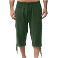 thumbnail image 1 of HOOMEUMY Mens Capris 2025 Trendy Pocketed Trousers Elastic Waist Pants Drawstring Design Versatile Basic Casual Style Fashion Green XXL, 1 of 6