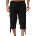 thumbnail image 1 of HOOMEUMY Mens Capris Basic Drawstring Style Fashion 2025 Trendy Pocketed Trousers Casual Pants Elastic Waist Design Versatile Black M, 1 of 6