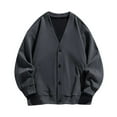 thumbnail image 1 of HOOMEUMY Mens Cardigan Jacket V-Neck Jacket Loose Fit Design Casual Workout Drop Shoulder Clothes Fashion 2025 Trendy Classic Solid Coat Gray M, 1 of 3