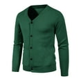 thumbnail image 1 of HOOMEUMY Mens Cardigan Knitted Sweaters Jacket Cardigan Button Down Slim Fit Jacket Casual Workout Long Sleeve Clothes Fashion 2025 Trendy Classic Solid Coat V-Neck Design Green XXL, 1 of 7