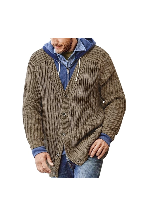 Mens Cardigan Knitted Sweaters Workout Raglan Sleeve Clothes Fashion 2025 Trendy Classic Solid Coat Front Open Jacket Buttons Design Casual Army Green M