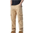 thumbnail image 1 of HOOMEUMY Mens Cargo Pants Basic Washed Style Fashion 2025 Trendy Straight Trousers Cotton Pants Pocketed Design Versatile Yellow L, 1 of 4