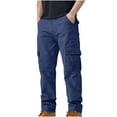 thumbnail image 1 of HOOMEUMY Mens Cargo Pants Cotton Pants Pocketed Design Versatile Basic Washed Style Fashion 2025 Trendy Straight Trousers Blue L, 1 of 4