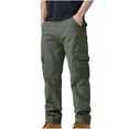 thumbnail image 1 of HOOMEUMY Mens Cargo Pants Fashion 2025 Trendy Straight Trousers Cotton Pants Pocketed Design Versatile Basic Washed Style Green XXL, 1 of 4