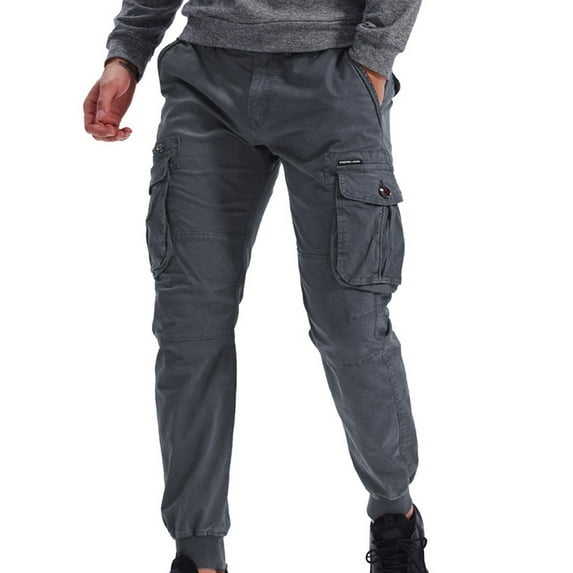 HOOMEUMY Mens Cargo Pants Versatile Basic Washed Style Fashion 2025 Trendy Casual Trousers Cotton Pants Pocketed Design Gray XXXXXL