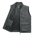 thumbnail image 1 of HOOMEUMY Mens Cargo Vest Casual Workout Sleeveless Clothes Fashion 2025 Trendy Classic Solid Coat Stand Collar Jacket Pockets Design Gray XXXXXL, 1 of 8