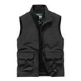 thumbnail image 1 of HOOMEUMY Mens Cargo Vest Casual Workout Sleeveless Clothes Fashion 2025 Trendy Classic Solid Coat Standing Collar Jacket Pocket Design Black M, 1 of 2