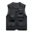 thumbnail image 1 of HOOMEUMY Mens Cargo Vest Casual Workout Sleeveless Clothes Fashion 2025 Trendy Classic Solid Coat Standing Collar Jacket Pocket Design Black XXL, 1 of 2