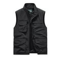 thumbnail image 1 of HOOMEUMY Mens Cargo Vest Classic Solid Coat Stand Collar Jacket Pockets Design Casual Workout Sleeveless Clothes Fashion 2025 Trendy Black XXXXL, 1 of 4