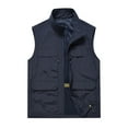 thumbnail image 1 of HOOMEUMY Mens Cargo Vest Classic Solid Coat Standing Collar Jacket Pocket Design Casual Workout Sleeveless Clothes Fashion 2025 Trendy Blue XXXXL, 1 of 4