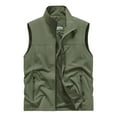 thumbnail image 1 of HOOMEUMY Mens Cargo Vest Casual Workout Sleeveless Clothes Fashion 2025 Trendy Classic Solid Coat Standing Collar Jacket Pocket Design Green L, 1 of 2