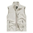 thumbnail image 1 of HOOMEUMY Mens Cargo Vest Classic Solid Coat Standing Collar Jacket Pocket Design Casual Workout Sleeveless Clothes Fashion 2025 Trendy White XXXXXXL, 1 of 2