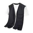 thumbnail image 1 of HOOMEUMY Mens Cargo Vest Classic Solid Coat V-Neck Jacket Pockets Design Casual Workout Sleeveless Clothes Fashion 2025 Trendy Black XXXL, 1 of 4