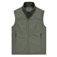 thumbnail image 1 of HOOMEUMY Mens Cargo Vest Fashion 2025 Trendy Classic Solid Coat Stand Collar Jacket Quick Dry Design Casual Workout Sleeveless Clothes Army Green XXXXL, 1 of 8