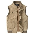 thumbnail image 1 of HOOMEUMY Mens Cargo Vest Fashion 2025 Trendy Classic Solid Coat Standing Collar Jacket Pocket Design Casual Workout Sleeveless Clothes Gold 52, 1 of 4