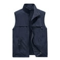 thumbnail image 1 of HOOMEUMY Mens Cargo Vest Padded Design Casual Workout Sleeveless Clothes Fashion 2025 Trendy Classic Solid Coat Stand Collar Jacket Dark Blue XL, 1 of 4