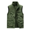 thumbnail image 1 of HOOMEUMY Mens Cargo Vest Sleeveless Clothes Fashion 2025 Trendy Classic Solid Coat Stand Collar Jacket Padded Design Casual Workout Army Green XXXXL, 1 of 3