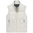 thumbnail image 1 of HOOMEUMY Mens Cargo Vest Stand Collar Jacket Quick Dry Design Casual Workout Sleeveless Clothes Fashion 2025 Trendy Classic Solid Coat White XXXL, 1 of 4