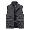 thumbnail image 1 of HOOMEUMY Mens Cargo Vest Deals Standing Collar Jacket Pocket Design Casual Workout Sleeveless Clothes Fashion 2024 Trendy Classic Solid Coat Gray XL, 1 of 3